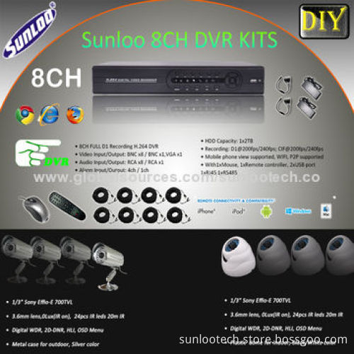 CCTV system with 4-piece Sony 600TVL, P2P function